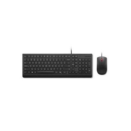 Zestaw klawiatury i myszy Lenovo Essential Wired Combo, Przewodowe, Mysz w zestawie, Czarny