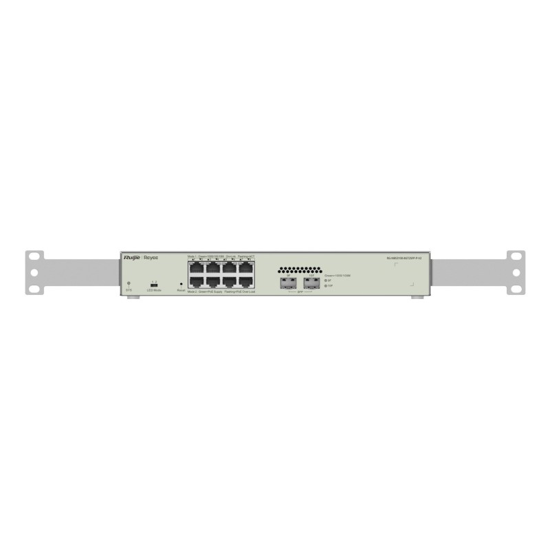 Ruijie Networks RG-NBS3100-8GT2SFP-P-V2 łącza sieciowe Zarządzany L2 Gigabit Ethernet (10/100/1000) Obsługa PoE Metaliczny