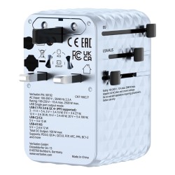 Uniwersalny zasilacz podróżny VERBATIM Charge 'N' Travel 100 W ze zwijanym kablem niebieski