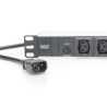 Digitus Listwa zasilająca PDU 19" Rack, 10x gniazdo C13, 2.0m, 1x wtyk C14, 10A, zabezpieczenie przeciążeniowe, profil