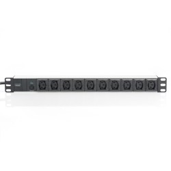 Digitus Listwa zasilająca PDU 19" Rack, 10x gniazdo C13, 2.0m, 1x wtyk C14, 10A, zabezpieczenie przeciążeniowe, profil