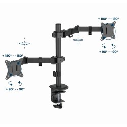 GEMBIRD BIURKOWE REGULOWANE RAMIĘ/UCHWYT NA 2 MONITORY 17-32, VESA 100X100MM, DO 9 KG