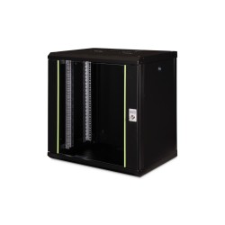 Szafa sieciowa wisząca Unique 19" 12U rack 600x450, drzwi szyba, czarny, niedzielona, złożona, 100kg