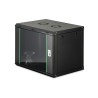Szafa sieciowa wisząca DYNAmic 19" 9U rack 600x450, drzwi szyba, czarny, niedzielona, złożona, 60kg