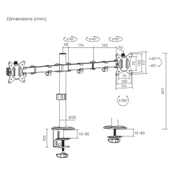 MACLEAN UCHWYT BIURKOWY NA 2 MONITORY MC-754N