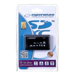 Czytnik kart Esperanza EA117 (Zewnętrzny Memory Stick Duo, MicroSD (przez adapter), MMC, SD, SDHC, SDXC)