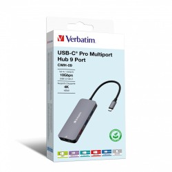 Verbatim CMH-09 USB Type-C 10000 Mbit/s Srebrny