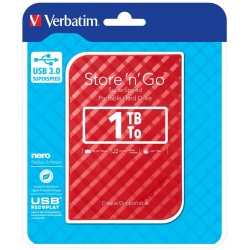 Verbatim Przenośny dysk twardy Store 'n' Go USB 3.0 Portable Hard Drive 1 TB — czerwony