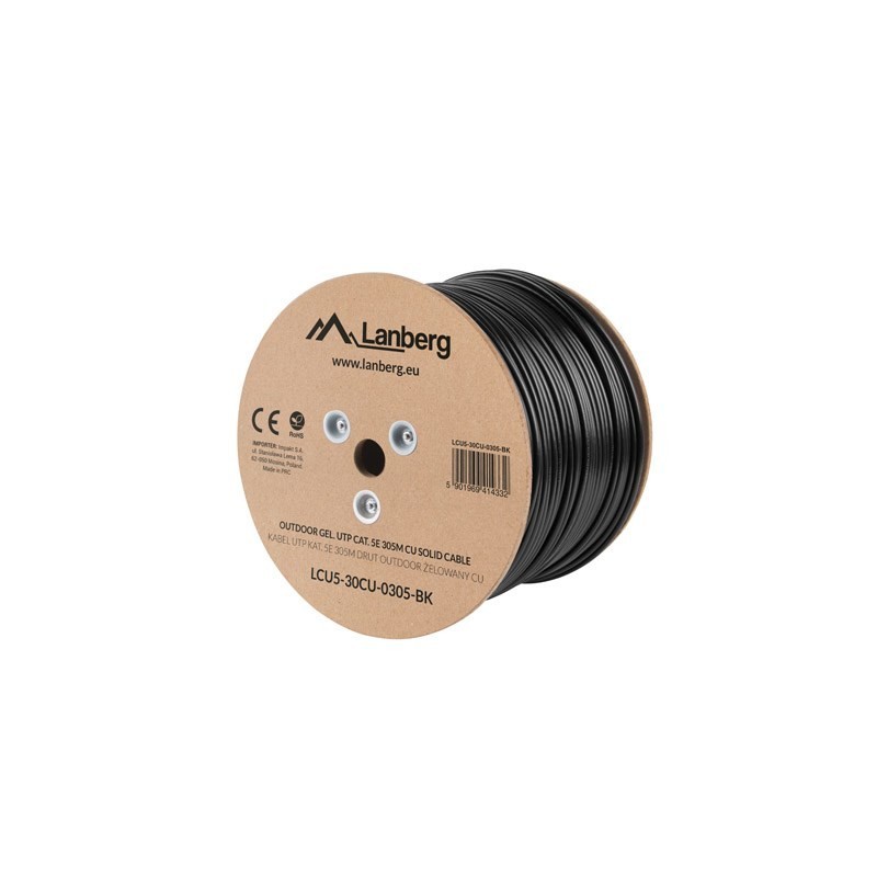 Kabel U/UTP Lanberg LCU5-30CU-0305-BK (UTP 305m kat. 5e kolor czarny) Kabel U/UTP Lanberg LCU5-30CU-0305-BK (UTP 305m kat. 5e kolor czarny)