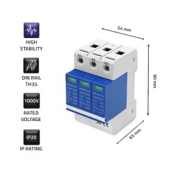 Qoltec Ogranicznik ochronnik przepięć DC | 3P| 1000V | T2 | C