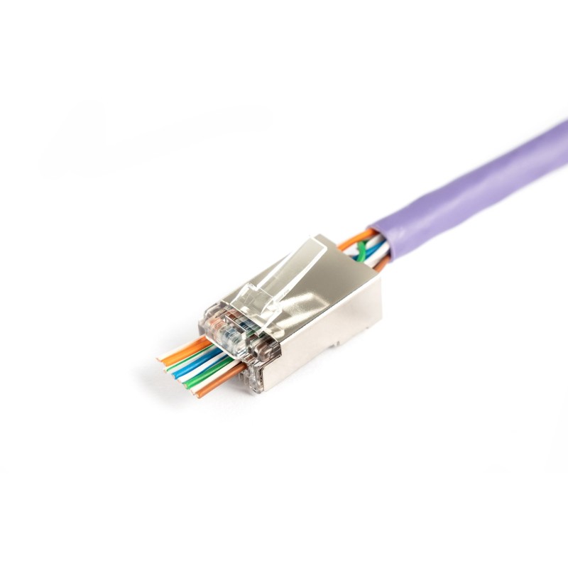 Wtyk RJ45 (8P8C) przelotowy, kat.5e, ekranowany, AWG 26-24, opakowanie 100 szt.