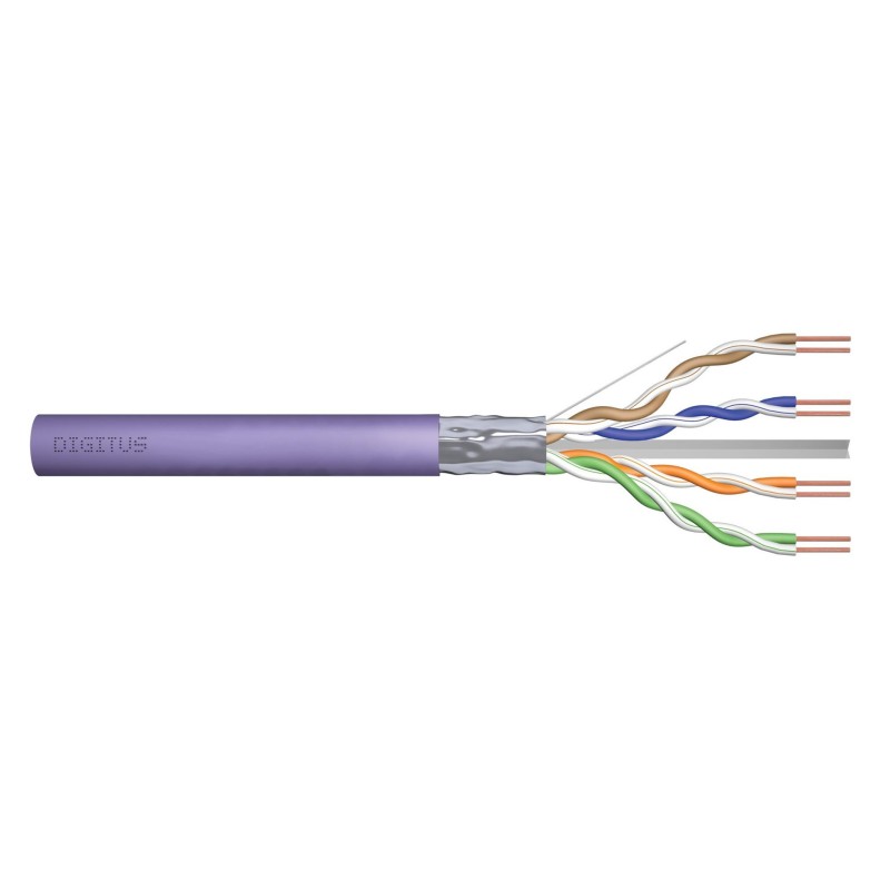 Digitus Kabel instalacyjny kat.6, F/UTP, Dca, AWG 23/1, LSOH, 500m, fioletowy, szpula Digitus Kabel instalacyjny kat.6, F/UTP, Dca, AWG 23/1, LSOH, 500m, fioletowy, szpula