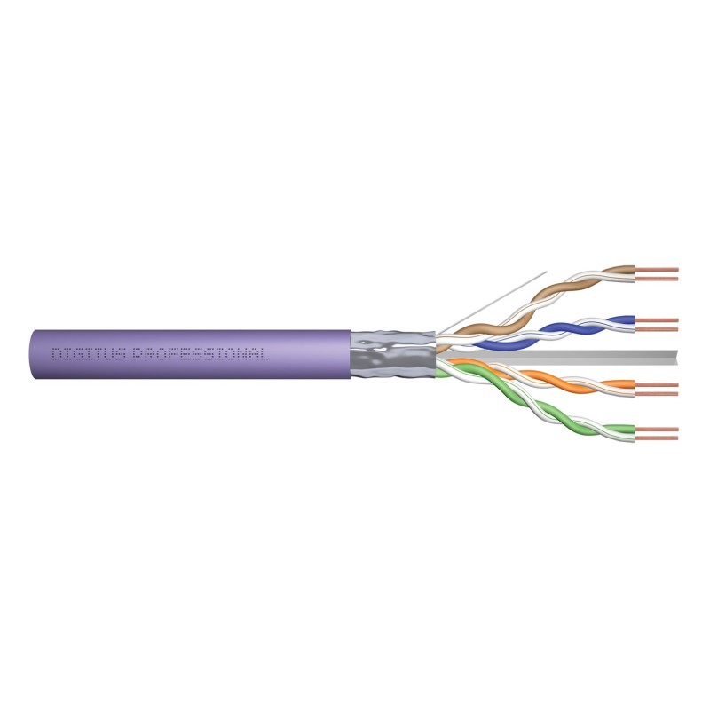 Kabel instalacyjny DIGITUS kat.6, F/UTP, Dca, AWG23/1, LSOH, 305m, fioletowy, szpula Kabel instalacyjny DIGITUS kat.6, F/UTP, Dca, AWG23/1, LSOH, 305m, fioletowy, szpula
