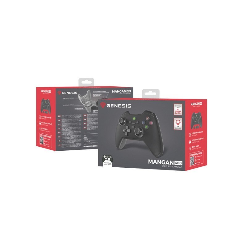 NATEC GAMEPAD GENESIS GAMEPAD MANGAN 400 (PC/SWITCH/MOBILE BEZPRZEWODOWY, CZARNY) NJG-2100