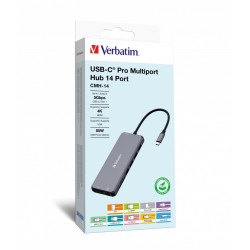 Verbatim CMH-14 USB Type-C 5000 Mbit/s Srebrny