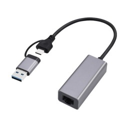 GEMBIRD ADAPTER USB TYP 3.1 + USB-C - LAN RJ45 GIGABIT 15CM