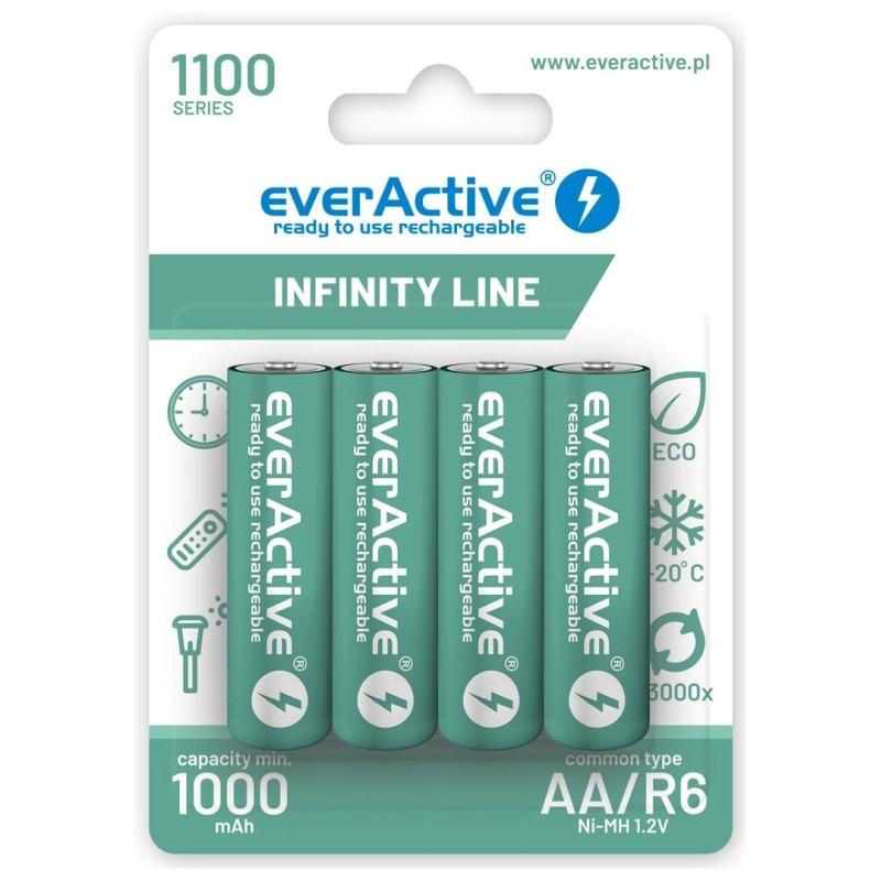 EVERACTIVE AKUMULATORKI AA / R6 EVERACTIVE NI-MH 1100 MAH INFINITY LINE - BLISTER 4 SZTUKI EVHRL6-1100