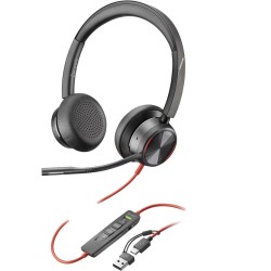 POLY Zestaw słuchawkowy Blackwire 8225 Stereo USB-C + przejściówka USB-C/A