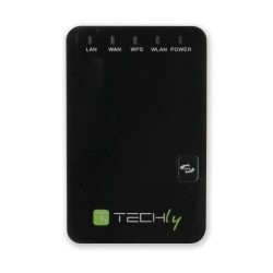 Router bezprzewodowy Techly I-WL-REPEATER2 Fast Ethernet Czarny, Biały