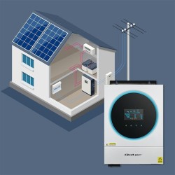 Qoltec 53874 Hybrydowy inwerter solarny Off-Grid 4kVA | 4kW | 120A | MPPT | LCD | Wi-Fi | BMS | Sinus