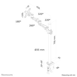 Neomounts FPMA-D935POLE70 uchwyt / stojak do monitorów 76,2 cm (30") Biurko Srebrny