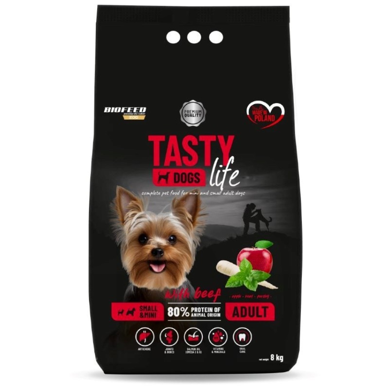 BIOFEED TASTY DOGS LIFE ADULT SMALL WITH BEEF 8KG