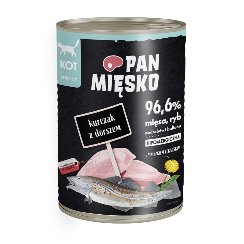 Pan Mięsko Kurczak z dorszem (dorosły) - karma mokra dla kotów - 400g