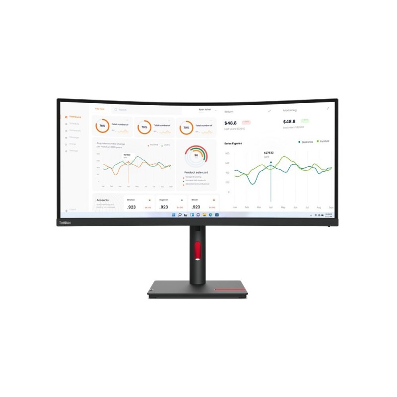 Lenovo ThinkVision T34w-30 34"VA 60Hz 350nits AG HDMI DP USB Raven Black 3Y