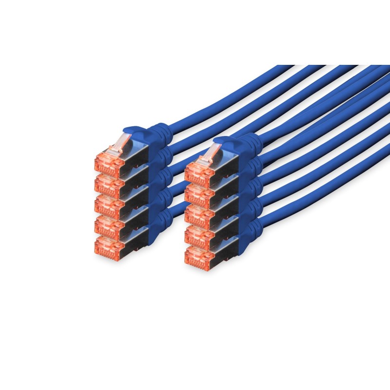 Kabel krosowy (patch cord) RJ45-RJ45, kat.6, S/FTP, AWG 27/7, LSOH, 3m, niebieski, 10szt