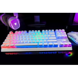 Klawiatura mechaniczna RGB Modecom Volcano Lanparty Pudding (Outemu Brown), biała