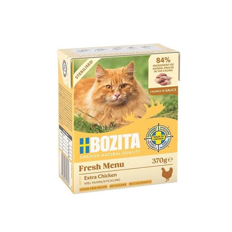 BOZITA Sterylised - Extra kurczak kawałki w sosie - mokra karma dla kota - 370g