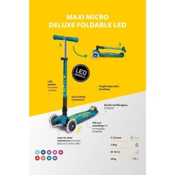 Micro Składana hulajnoga Maxi Deluxe Bright Blue LED