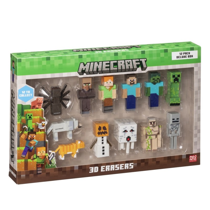 MINECRAFT 3D ERASERS - 12 PACK DELUXE BOX