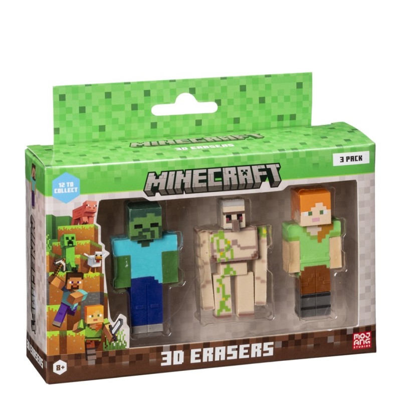 MINECRAFT 3D ERASERS - 3 PACK VER.C