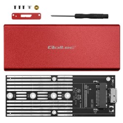 QOLTEC OBUDOWA NA DYSK M.2 SSD | SATA | NGFF | USB 3.0 | SUPER SPEED 5GB/S | 2TB | CZERWONY