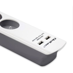 QOLTEC LISTWA ZASILAJĄCA ANTYPRZEPIĘCIOWA | 6 GNIAZD | 2 X USB | 1.8M | BIAŁO-SZARA