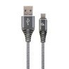 GEMBIRD PREMIUM KABEL USB-C 2.0 (AM/CM) METALOWE WTYKI, OPLOT NYLONOWY 1M, SZARO/BIAŁY