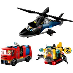 LEGO CITY 60462 Zestaw z helikopterem, wozem strażackim i łodzią podwodną