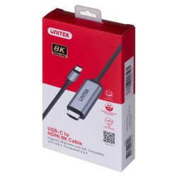 UNITEK KABEL HDMI 2.1, USB-C, 8K, 1,8M, V1423B