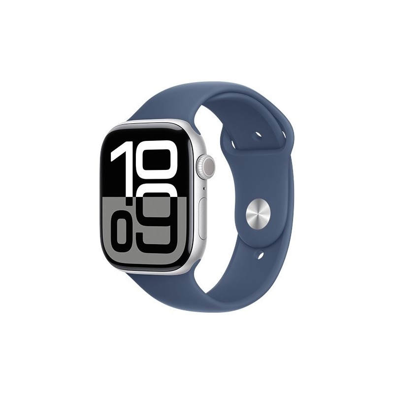 Zegarek Apple Watch Series 10 GPS 46mm Srebrna aluminiowa koperta z paskiem sportowym S/M - Denim