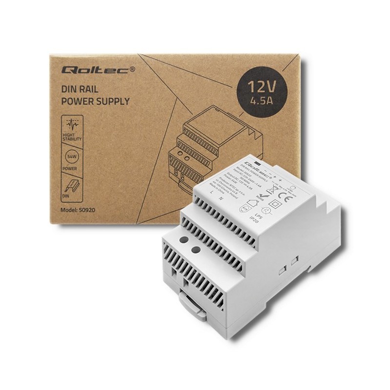 Qoltec Zasilacz na szynę DIN | 60W | 24V | 2.5A | Szary