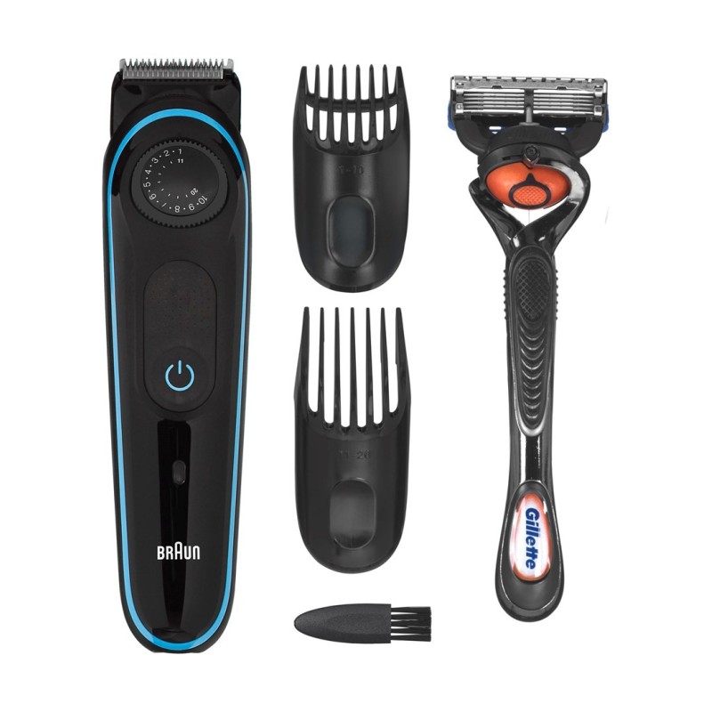 Trymer do brody BRAUN BT3240 + maszynka do golenia Gillette Fusion5 ProGlide Czarny, Niebieski