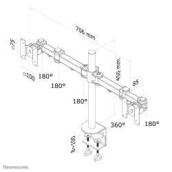 Neomounts FPMA-D960D uchwyt / stojak do monitorów 68,6 cm (27") Czarny Biurko