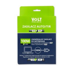 Zasilacz samochodowy do laptopa TIR 100W 12-24V (wtyk zapalniczka)