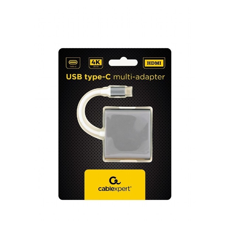 GEMBIRD GEMBIRD MULTI ADAPTER USB TYP-C (M) - USB TYP-C USB 3.0 HDMI SZARY