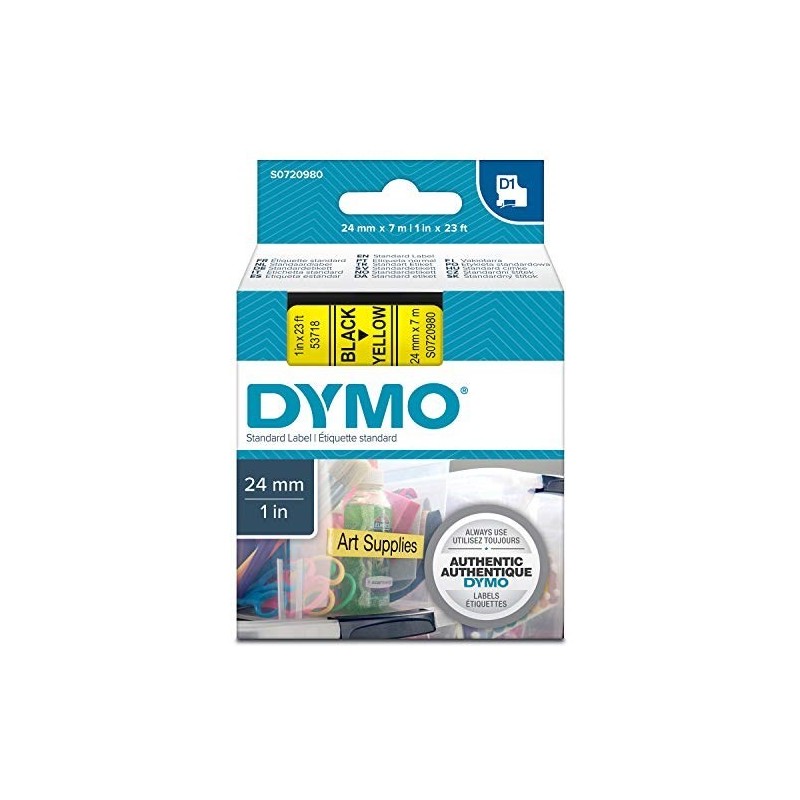 DYMO D1 - Standard Etykiety - Czarny na żółtym - 24mm x 7m