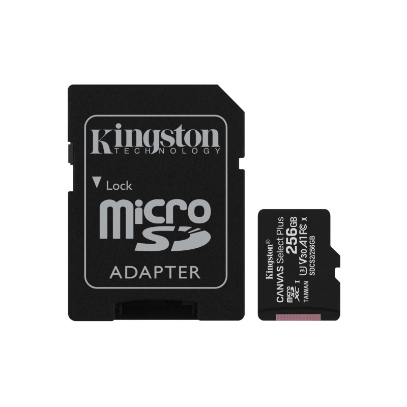 Karta pamięci z adapterem Kingston Canvas Select Plus SDCS2/256GB (256GB Class 10, Class U1, V30 + adapter)