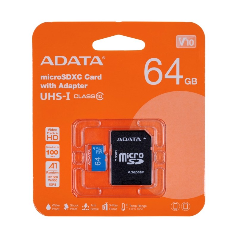 Karta pamięci ADATA PREMIER AUSDX64GUICL10A1-RA1 (64GB Class 10 Adapter)