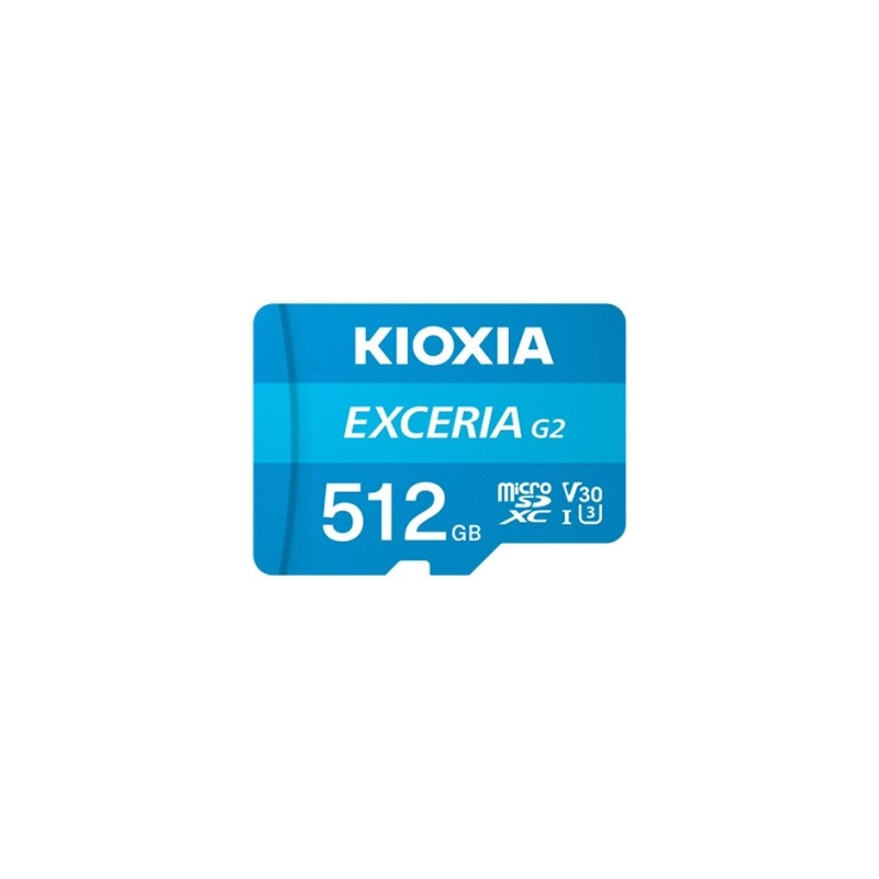 KIOXIA 512GB microSD KIOXIA Exceria (gen 2) UHS I U3 V30 with adapter