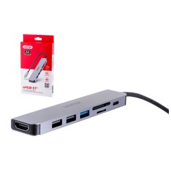 UNITEK HUB USB-C 7W1, HDMI 4K, PD 100W, 5GBPS, ALU